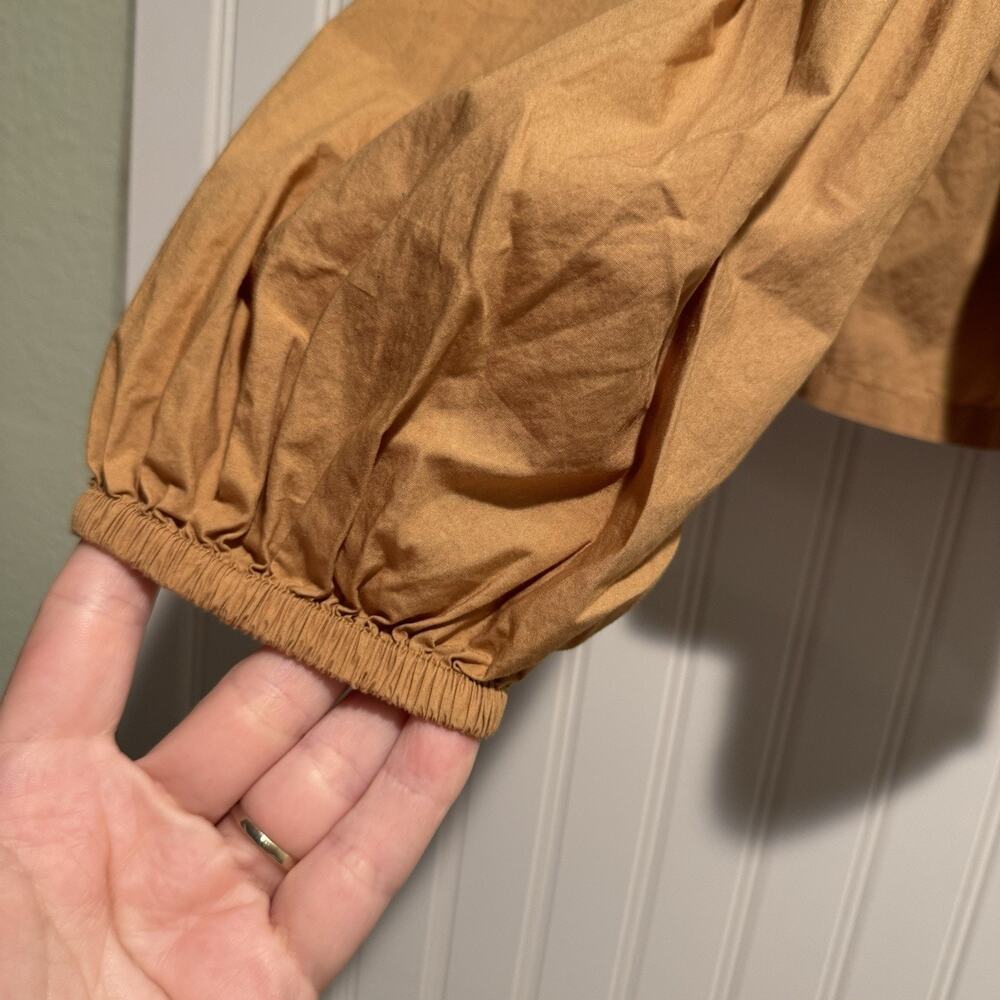 J Crew Tan Puff Sleeve Smocked Cotton Poplin Top Size XXL - Picture 4 of 7